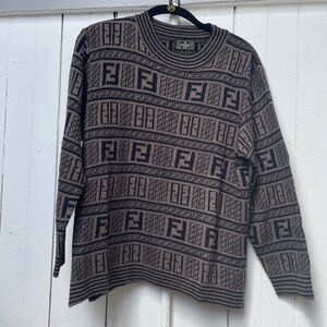Fendi Zucca Mare Vintage Monogram Sweater in Black and Brown